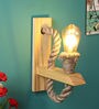 Arnie Jute & Wood Novelty Wall Light (Pine Wood Finish)