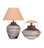 Rosabelle Beige Cotton Shade Table Lamp With Distress White Base