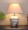 Rosabelle Beige Cotton Shade Table Lamp With Distress White Base