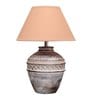 Rosabelle Beige Cotton Shade Table Lamp With Distress White Base