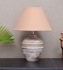 Rosabelle Beige Cotton Shade Table Lamp With Distress White Base