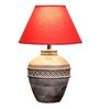 Rosabelle Maroon Cotton Shade Table Lamp With Distress White Base
