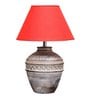 Rosabelle Maroon Cotton Shade Table Lamp With Distress White Base