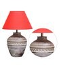 Rosabelle Maroon Cotton Shade Table Lamp With Distress White Base