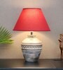 Rosabelle Maroon Cotton Shade Table Lamp With Distress White Base