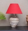 Rosabelle Maroon Cotton Shade Table Lamp With Distress White Base
