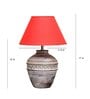 Rosabelle Maroon Cotton Shade Table Lamp With Distress White Base