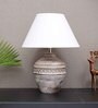 Rosabelle White Cotton Shade Table Lamp With Distress White Base