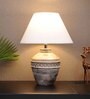 Rosabelle White Cotton Shade Table Lamp With Distress White Base