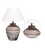 Rosabelle White Cotton Shade Table Lamp With Distress White Base