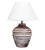 Rosabelle White Cotton Shade Table Lamp With Distress White Base