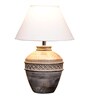 Rosabelle White Cotton Shade Table Lamp With Distress White Base