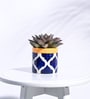 Rose Blue Ceramic Pipe Shape Desk Pot