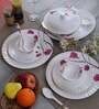 Rose Flower Printed 40 Pcs White & Red Melamine Dinnerware Set