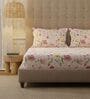 Rose Pink Floral 200 TC Cotton King Sized Bedsheet with 2 Pillow Covers