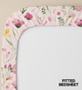 Rose Pink Floral 200 TC Cotton King Sized Fitted Bedsheet with 2 Pillow Covers