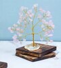 Rose Quartz Pink Stone With Agate Slice Base Vastu Good Fortune Crystal Tree for Home/Office D cor for Gift