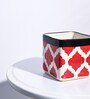 Rose Red Ceramic Square Shape Desk Pot Planter