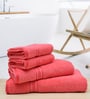 Rose Solid 500 GSM Cotton 4 Pieces Towel Set