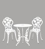 Rose Metal Table & Chair Set in White Colour