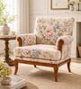 Rosea Teak Wood Arm Chair With Suede Fabric In Multicolor