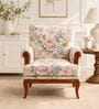 Rosea Teak Wood Arm Chair With Suede Fabric In Multicolor