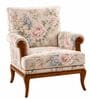 Rosea Teak Wood Arm Chair With Suede Fabric In Multicolor