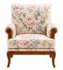 Rosea Teak Wood Arm Chair With Suede Fabric In Multicolor
