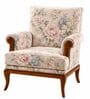Rosea Teak Wood Arm Chair With Suede Fabric In Multicolor
