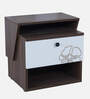 Rosebud BedsideTable In Columbian Walnut & Frosty White Glossy Color