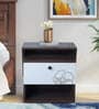 Rosebud BedsideTable In Columbian Walnut & Frosty White Glossy Color