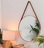 20 Inch RoseGold Hanging Mirror with Leather Strap