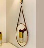 20 Inch RoseGold Hanging Mirror with Leather Strap