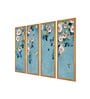 Roses Leaves Multicolour Canvas Framed Abstract Art Panel Set of 4