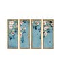 Roses Leaves Multicolour Canvas Framed Abstract Art Panel Set of 4