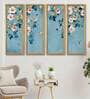 Roses Leaves Multicolour Canvas Framed Abstract Art Panel Set of 4