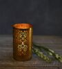 Roshni Jaali Gold Iron & Glass Candle Holder