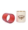 Roshni Lotus White Iron & Glass (Set of 2) Votive Candle Holder