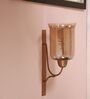 Roshni Brown Wood & Metal Wall Hurricane Candle Holder