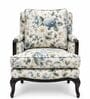 Rosia Teak Wood Arm Chair With Suede Fabric In White Colour