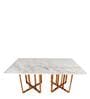 Rosso Metal 6 Seater Dining Table in Glossy Rose Gold Finish with Marble Top