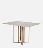 Rosso Metal 4 Seater Dining Table in Glossy Rose Gold Finish