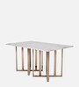 Rosso Metal 6 Seater Dining Table in Glossy Rose Gold Finish with Marble Top