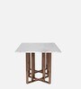 Rosso Metal 6 Seater Dining Table in Glossy Rose Gold Finish with Marble Top