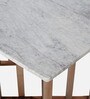 Rosso Metal 6 Seater Dining Table in Glossy Rose Gold Finish with Marble Top