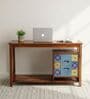 Roswell Writing Table In Teak Finish With Drawer Storage