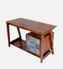Roswell Writing Table In Teak Finish With Drawer Storage