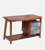 Roswell Writing Table In Teak Finish With Drawer Storage