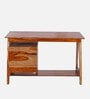 Roswell Writing Table In Teak Finish With Drawer Storage
