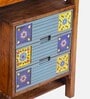 Roswell Writing Table In Teak Finish With Drawer Storage